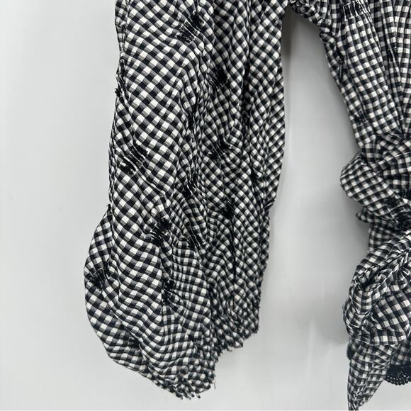 SALE!!!Jonathan Simkhai Black White Checkered  Wrap Blouse Size 4 - Picture 6 of 8